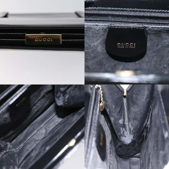 GUCCI Shoulder Bag Patent Leather Black Gold 001 1781 001 1781 - Picture 11 of 12
